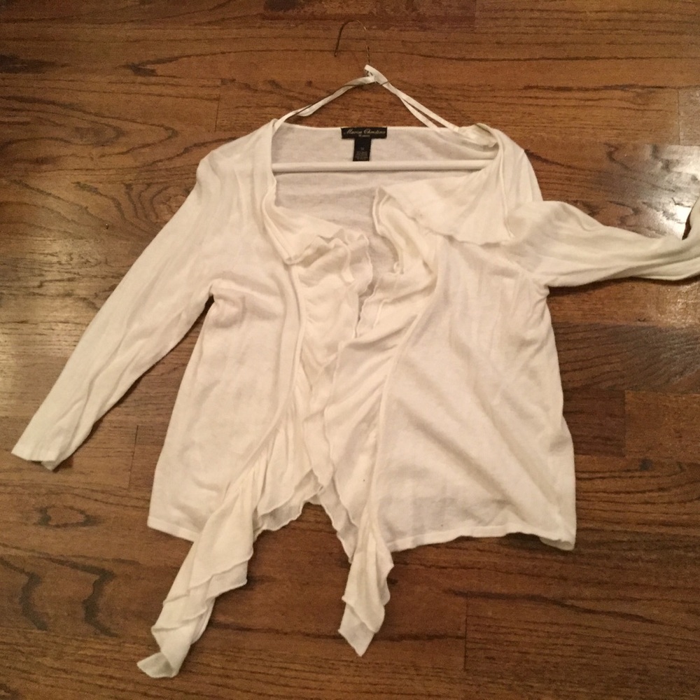 Marisa Christina Draped Ruffle Cardigan Sh…